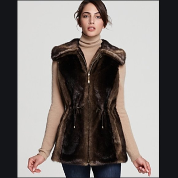 Ellen Tracy Faux Fur Vest, Brown, XS - Picture 8 of 10